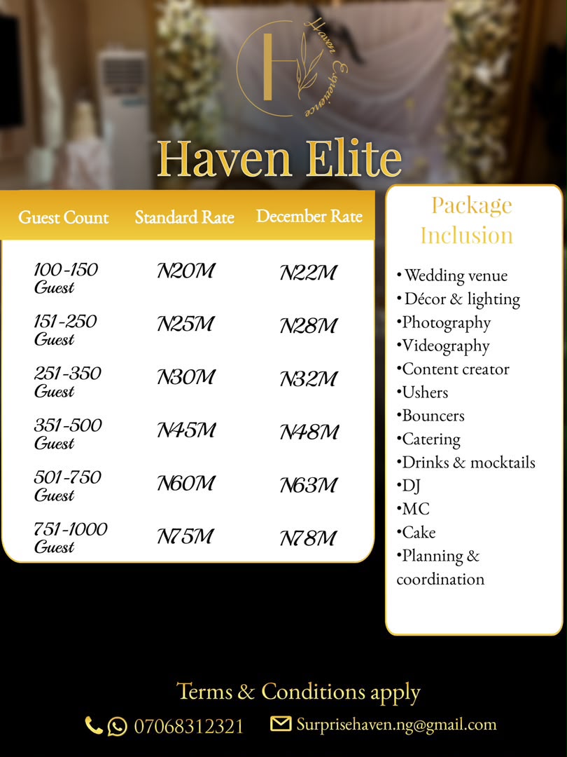 Wedding Rate Card 2