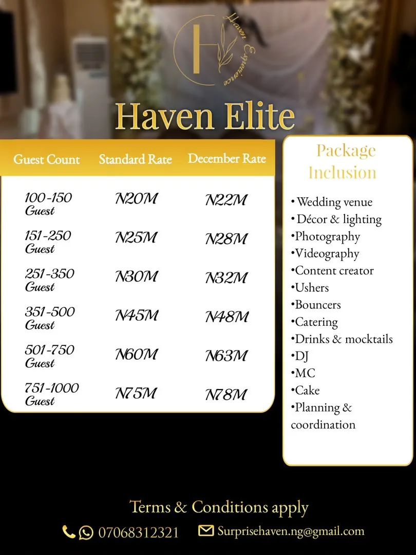 Wedding Rate Card 2